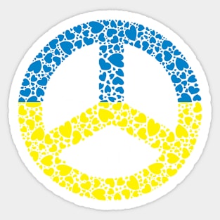 PRAYING FOR PEACE BLUE AND YELLOW HEART PEACE SYMBOL DESIGN Sticker